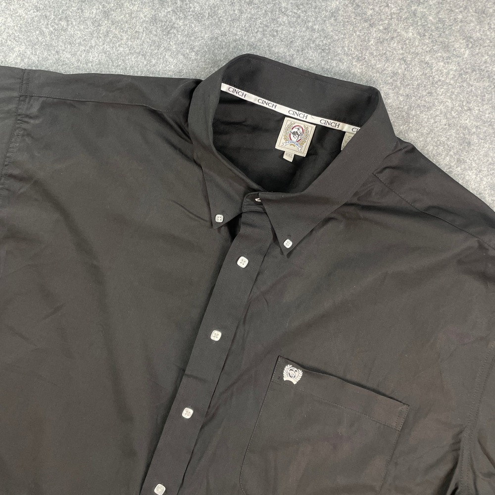 Cinch Mens Button Down Shirt XXL Black Short Sleeve